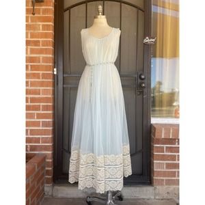 50s 60s Intime California Double Layer Nylon Nightgown With Lace Trim- OSFM